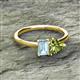 2 - Esther Emerald Shape Aquamarine & Heart Shape Peridot 2 Stone Duo Ring 