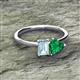 2 - Esther Emerald Shape Aquamarine & Heart Shape Lab Created Emerald 2 Stone Duo Ring 