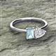 2 - Esther Emerald Shape Aquamarine & Heart Shape White Sapphire 2 Stone Duo Ring 
