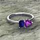 2 - Esther Emerald Shape Lab Created Blue Sapphire & Heart Shape Amethyst 2 Stone Duo Ring 