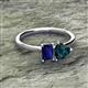2 - Esther Emerald Shape Lab Created Blue Sapphire & Heart Shape London Blue Topaz 2 Stone Duo Ring 