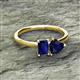2 - Esther Emerald Shape Lab Created Blue Sapphire & Heart Shape Lab Created Blue Sapphire 2 Stone Duo Ring 