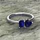 2 - Esther Emerald Shape Lab Created Blue Sapphire & Heart Shape Lab Created Blue Sapphire 2 Stone Duo Ring 