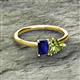 2 - Esther Emerald Shape Lab Created Blue Sapphire & Heart Shape Peridot 2 Stone Duo Ring 