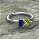 2 - Esther Emerald Shape Lab Created Blue Sapphire & Heart Shape Peridot 2 Stone Duo Ring 