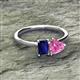 2 - Esther Emerald Shape Lab Created Blue Sapphire & Heart Shape Pink Sapphire 2 Stone Duo Ring 