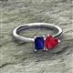 2 - Esther Emerald Shape Lab Created Blue Sapphire & Heart Shape Lab Created Ruby 2 Stone Duo Ring 
