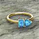 2 - Esther Emerald & Heart Shape Blue Topaz 2 Stone Duo Ring 