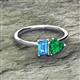 2 - Esther Emerald Shape Blue Topaz & Heart Shape Lab Created Emerald 2 Stone Duo Ring 