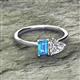 2 - Esther Emerald Shape Blue Topaz & Heart Shape Forever Brilliant Moissanite 2 Stone Duo Ring 