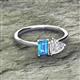 2 - Esther Emerald Shape Blue Topaz & Heart Shape Lab Created White Sapphire 2 Stone Duo Ring 
