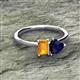 2 - Esther Emerald Shape Citrine & Heart Shape Lab Created Blue Sapphire 2 Stone Duo Ring 