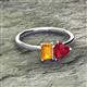 2 - Esther Emerald Shape Citrine & Heart Shape Lab Created Ruby 2 Stone Duo Ring 