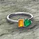 2 - Esther Emerald Shape Citrine & Heart Shape Lab Created Emerald 2 Stone Duo Ring 