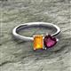 2 - Esther Emerald Shape Citrine & Heart Shape Rhodolite Garnet 2 Stone Duo Ring 