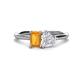 1 - Esther Emerald Shape Citrine & Heart Shape Lab Created White Sapphire 2 Stone Duo Ring 