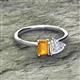 2 - Esther Emerald Shape Citrine & Heart Shape Lab Created White Sapphire 2 Stone Duo Ring 