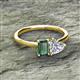 2 - Esther Emerald Shape Lab Created Alexandrite & Heart Shape Forever Brilliant Moissanite 2 Stone Duo Ring 