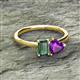2 - Esther Emerald Shape Lab Created Alexandrite & Heart Shape Amethyst 2 Stone Duo Ring 