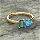 2 - Esther Emerald Shape Lab Created Alexandrite & Heart Shape Blue Topaz 2 Stone Duo Ring 