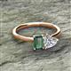 2 - Esther GIA Certified Heart Shape Diamond & Emerald Shape Lab Created Alexandrite 2 Stone Duo Ring 