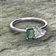 2 - Esther GIA Certified Heart Shape Diamond & Emerald Shape Lab Created Alexandrite 2 Stone Duo Ring 