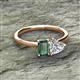 2 - Esther Emerald Shape Lab Created Alexandrite & Heart Shape Forever Brilliant Moissanite 2 Stone Duo Ring 