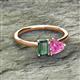 2 - Esther Emerald & Heart Shape Created Alexandrite & Created Pink Sapphire 2 Stone Duo Ring 