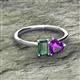 2 - Esther Emerald Shape Lab Created Alexandrite & Heart Shape Amethyst 2 Stone Duo Ring 
