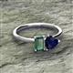 2 - Esther Emerald & Heart Shape Created Alexandrite & Created Blue Sapphire 2 Stone Duo Ring 