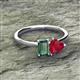 2 - Esther Emerald & Heart Shape Created Alexandrite & Created Ruby 2 Stone Duo Ring 