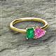 2 - Esther Emerald Shape Lab Created Emerald & Heart Shape Pink Sapphire 2 Stone Duo Ring 