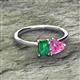 2 - Esther Emerald Shape Lab Created Emerald & Heart Shape Pink Sapphire 2 Stone Duo Ring 