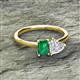 2 - Esther Emerald Shape Lab Created Emerald & Heart Shape White Sapphire 2 Stone Duo Ring 