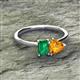 2 - Esther Emerald Shape Lab Created Emerald & Heart Shape Citrine 2 Stone Duo Ring 