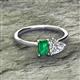 2 - Esther IGI Certified Heart Shape Lab Grown Diamond & Emerald Shape Lab Created Emerald 2 Stone Duo Ring 