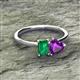 2 - Esther Emerald Shape Lab Created Emerald & Heart Shape Amethyst 2 Stone Duo Ring 