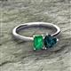 2 - Esther Emerald Shape Lab Created Emerald & Heart Shape London Blue Topaz 2 Stone Duo Ring 