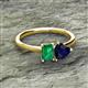 2 - Esther Emerald Shape Lab Created Emerald & Heart Shape Lab Created Blue Sapphire 2 Stone Duo Ring 