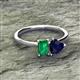 2 - Esther Emerald Shape Lab Created Emerald & Heart Shape Lab Created Blue Sapphire 2 Stone Duo Ring 