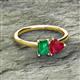 2 - Esther Emerald Shape Lab Created Emerald & Heart Shape Lab Created Ruby 2 Stone Duo Ring 