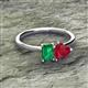2 - Esther Emerald Shape Lab Created Emerald & Heart Shape Lab Created Ruby 2 Stone Duo Ring 