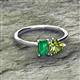 2 - Esther Emerald Shape Lab Created Emerald & Heart Shape Peridot 2 Stone Duo Ring 