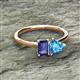 2 - Esther Emerald Shape Iolite & Heart Shape Blue Topaz 2 Stone Duo Ring 