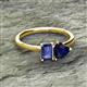 2 - Esther Emerald Shape Iolite & Heart Shape Lab Created Blue Sapphire 2 Stone Duo Ring 