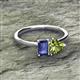 2 - Esther Emerald Shape Iolite & Heart Shape Peridot 2 Stone Duo Ring 