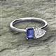 2 - Esther Emerald Shape Iolite & Heart Shape Lab Created White Sapphire 2 Stone Duo Ring 