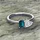 2 - Esther Emerald Shape London Blue Topaz & Heart Shape White Sapphire 2 Stone Duo Ring 