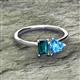 2 - Esther Emerald Shape London Blue Topaz & Heart Shape Blue Topaz 2 Stone Duo Ring 