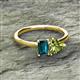 2 - Esther Emerald Shape London Blue Topaz & Heart Shape Peridot 2 Stone Duo Ring 